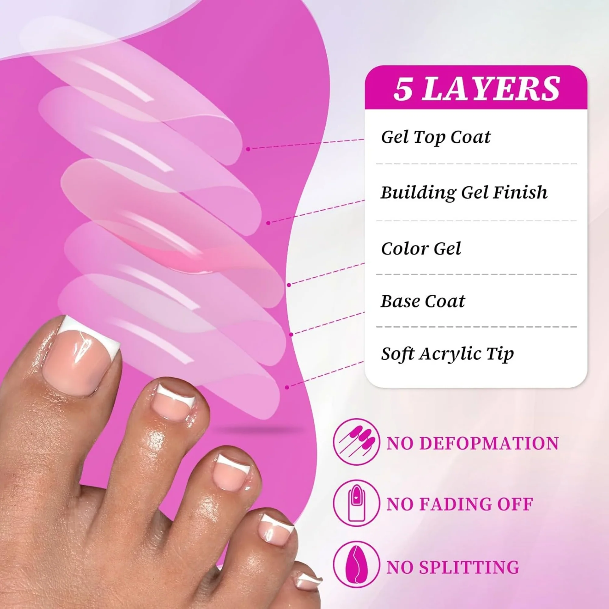 French Tips Press On Toe Nails - 120pc - Image 4