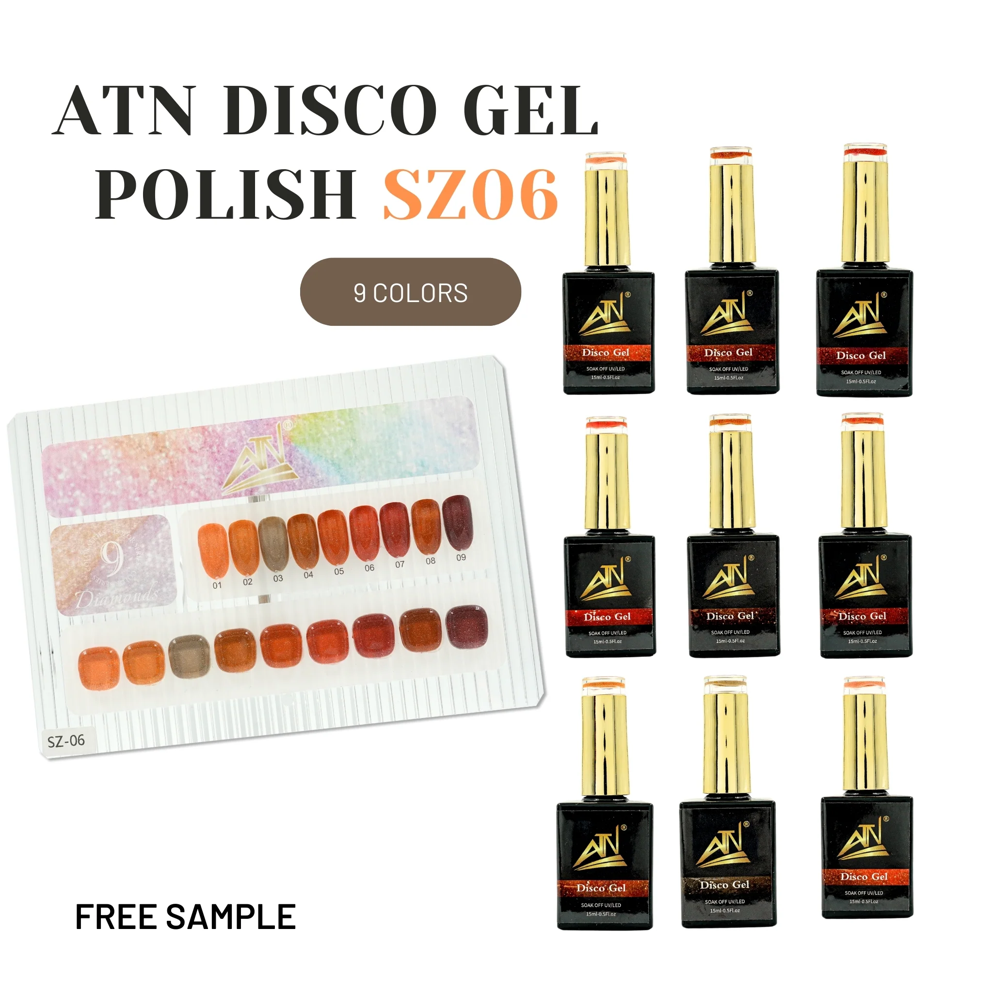 Disco Gel Polish - Set 9 Colors - Image 4