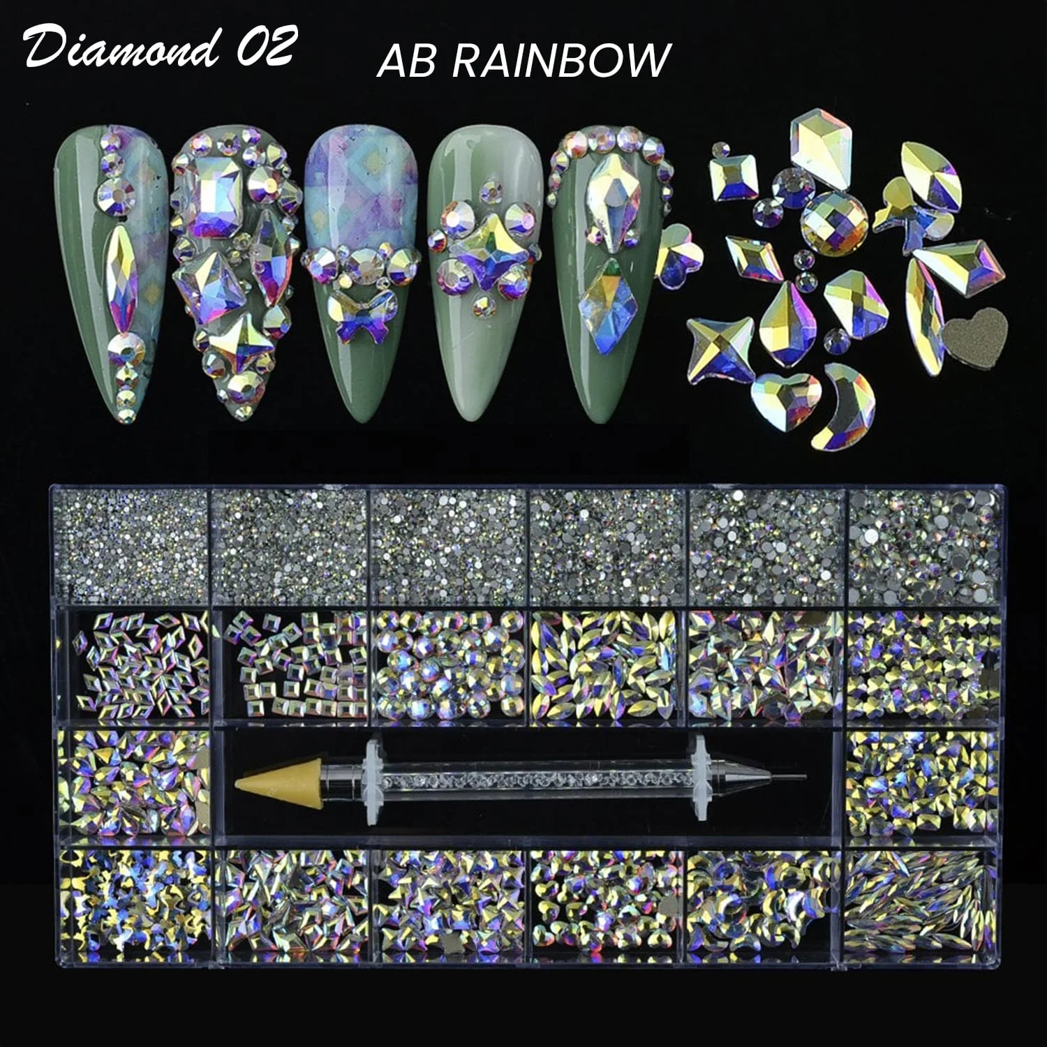 Diamond Box - Mixed  Shapes Rhinestone | 20 Shapes/Pack - Image 3