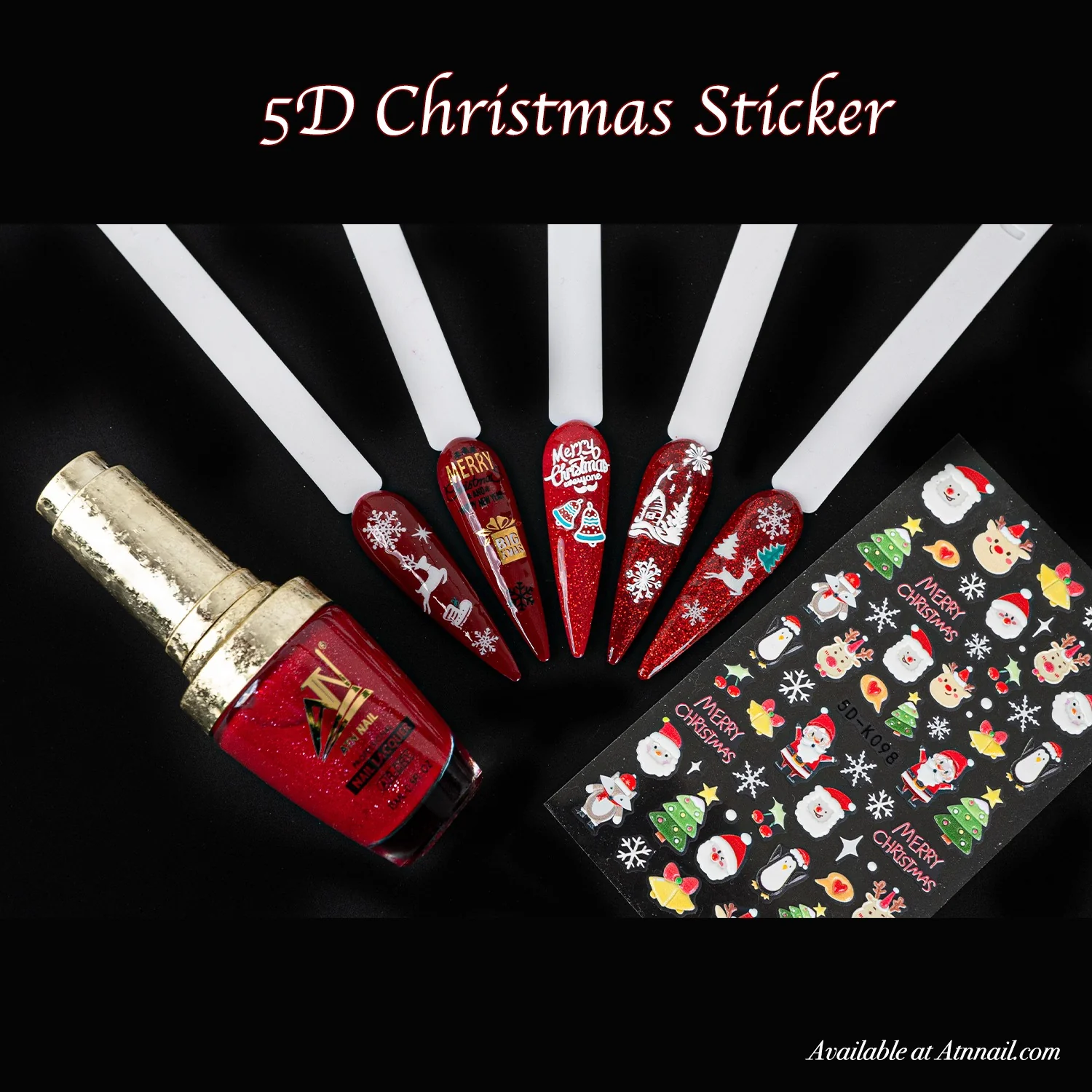 STICKERS - CHRISTMAS RED & GOLD | SET 9 PCS - Image 2