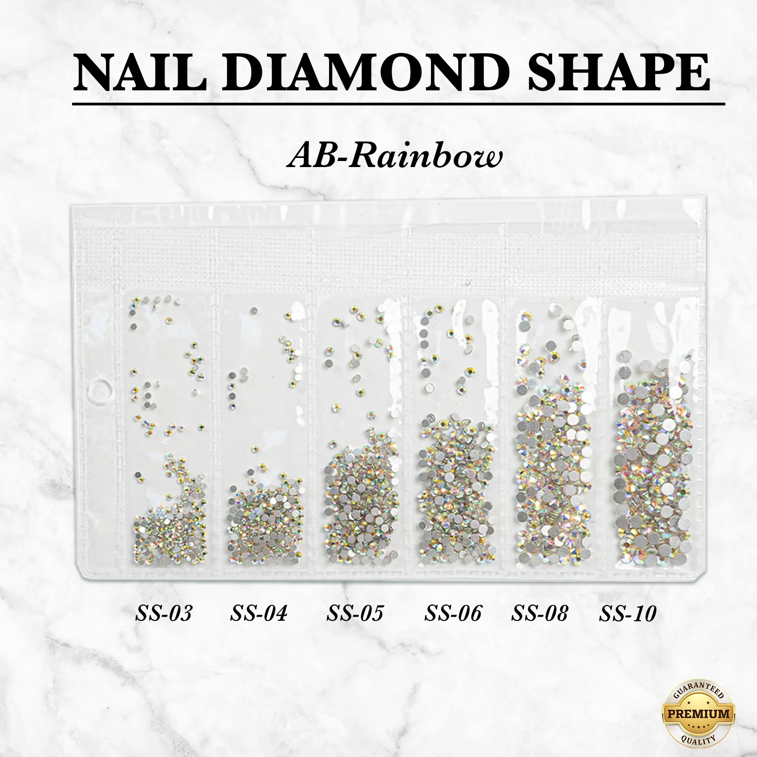 DIAMOND HALF BACK ROUND SHAPE | PACK 6 SIZES - Image 3
