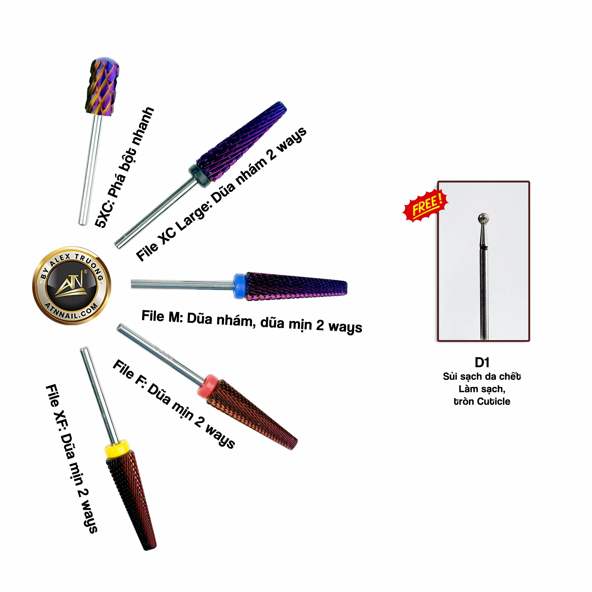 Drill Bit - Extra Long Safety 5 in 1 - Set 5pcs (Purple)