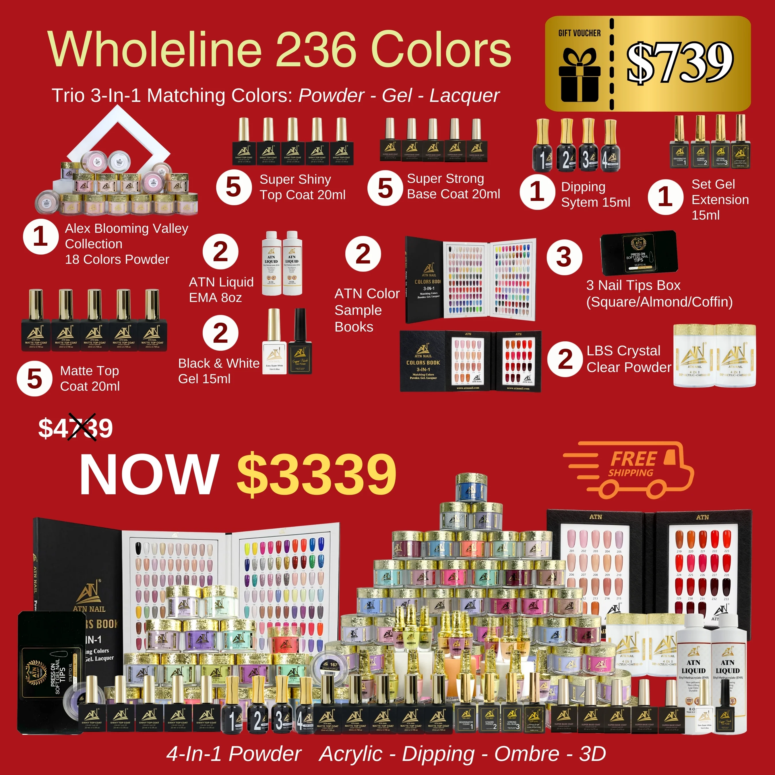 Whole Line 236 Colors – Trio 3 in 1 (Powder-Gel-Lacquer) - Image 2